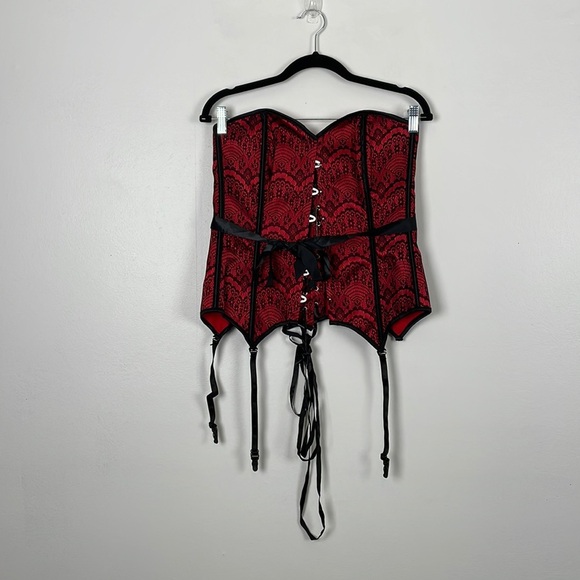Adore Me Scarlet lace women corset hook lace up closure with garters size XL - Picture 1 of 7